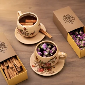 ست دو نفره فنجان نعلبکی سفالی دوستی