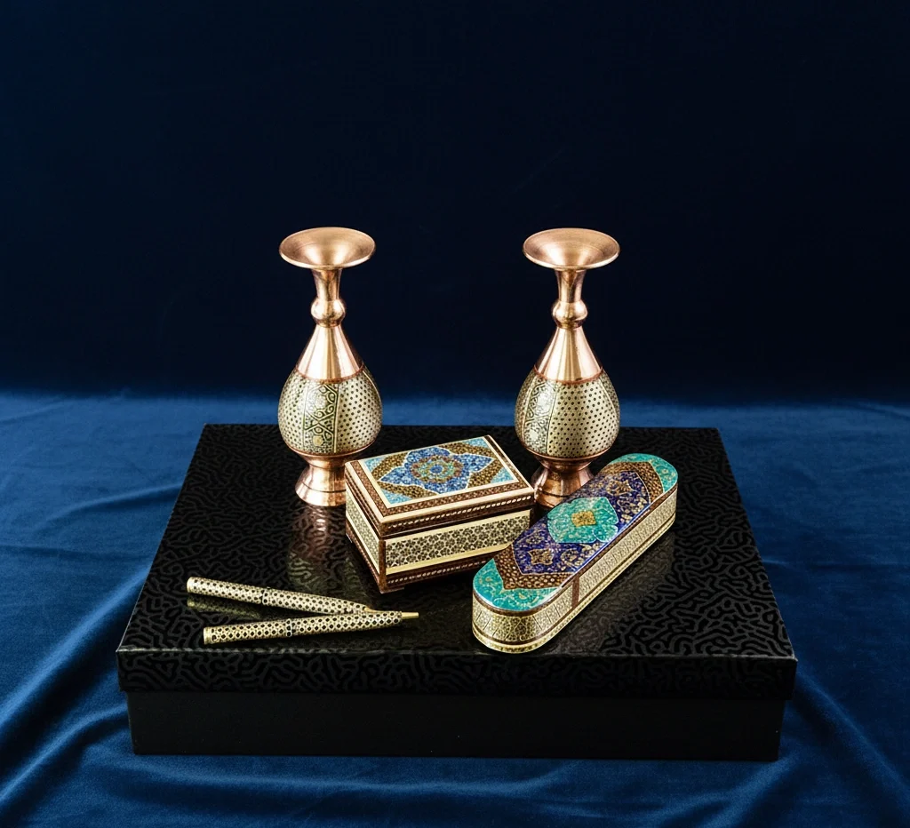 ست-لوکس-مدیریتی-گلستان-با-قلمدان-نفیس-تذهیب-و-خاتم