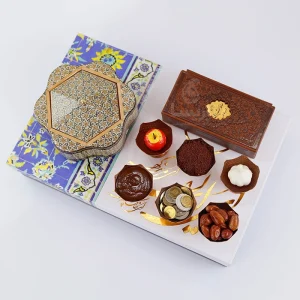 ست هدیه لوکس: هفت سین و شکلات‌خوری خاتم و دیوان حافظ