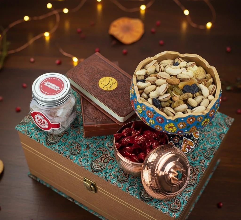 محتویات-جعبه-گنجینه-اصیل-یلدا-ارمغانی-فاخر-همراه-با-دیوانِ-دل